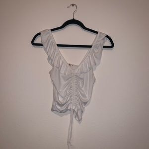 White ruffle crop to